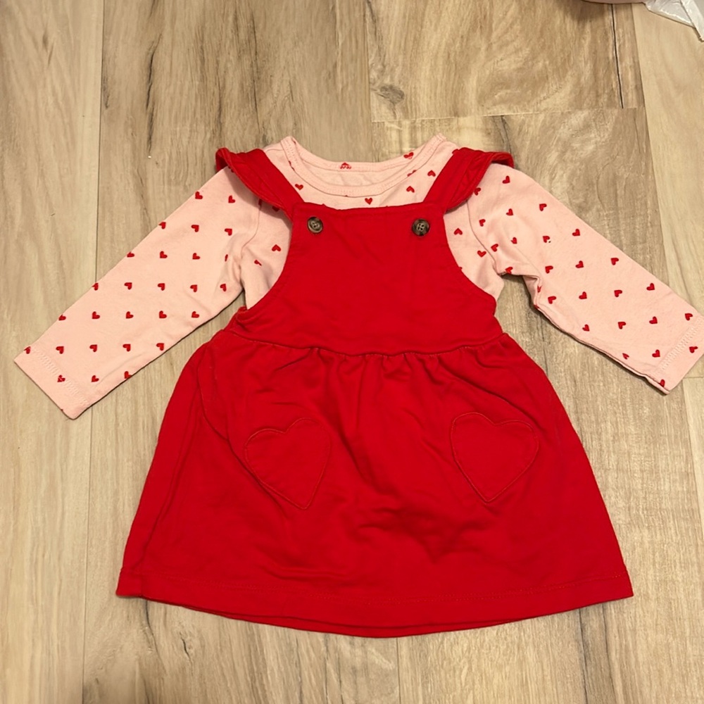 Heart Valentines Carters Baby Jumper Overalls Shirt Long Sleeve Size 9 months